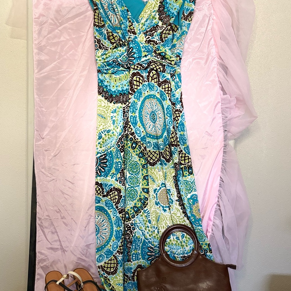Liz Claiborne Blue Sleeveless V-Neck Maxi Sundress
